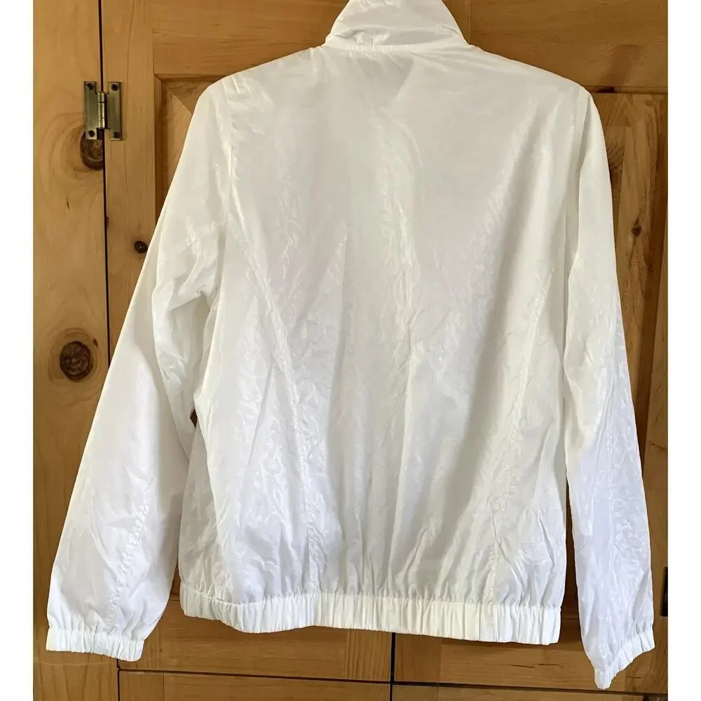 White Windbreaker Imprint Fabric Women's Size L? - Picture 5 of 8